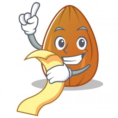 Menü badem fındık karakter karikatür ile