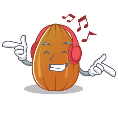 Dinleme müzik badem fındık karakter karikatür