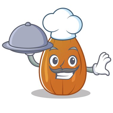 Şef gıda badem fındık karakter karikatür ile