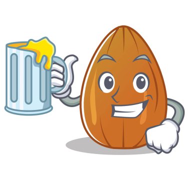 Suyu badem fındık karakter karikatür ile