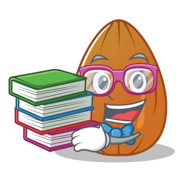 Öğrenci kitap badem fındık karakter karikatür ile