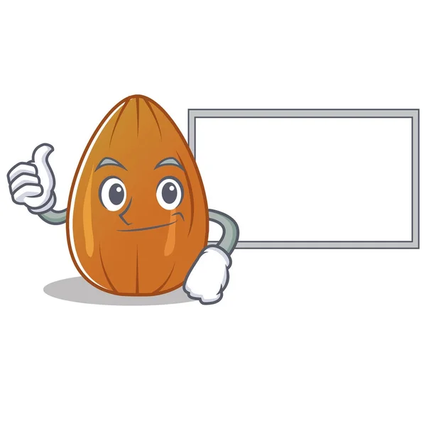 Jempol dengan papan almond kacang karakter kartun - Stok Vektor