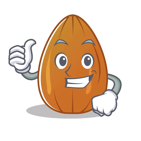 Thumbs up almond nut karakter kartun - Stok Vektor