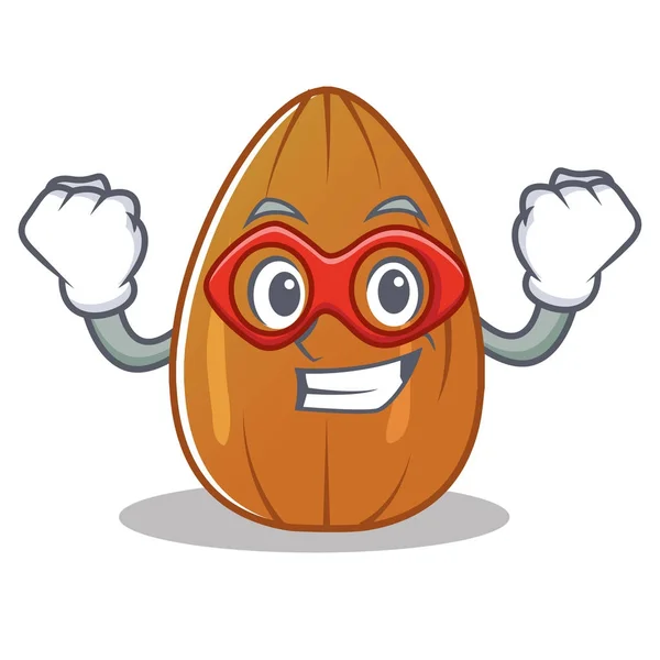 Kartun karakter almond pahlawan super kacang - Stok Vektor