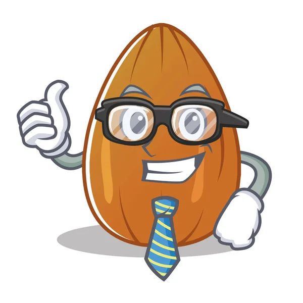 Kartun karakter kacang almond Businessman - Stok Vektor
