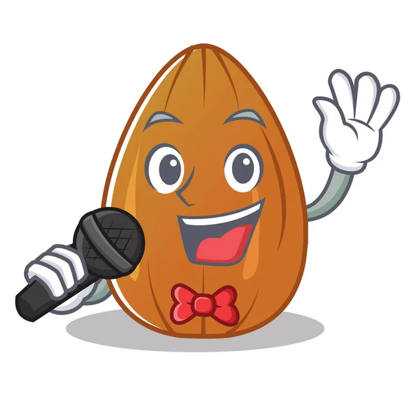 Bernyanyi karakter almond nut kartun - Stok Vektor