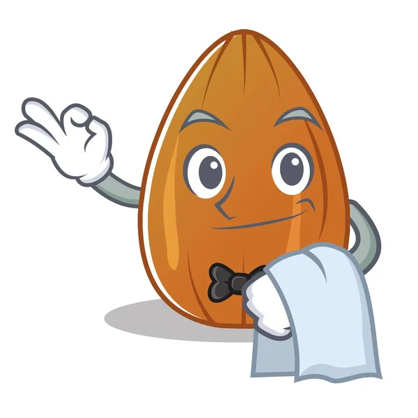 Kartun karakter kacang almond pelayan - Stok Vektor