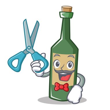 Kuaför şarap şişesi karakter karikatür