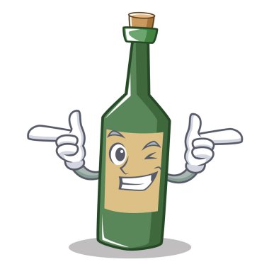 Wink şarap şişesi karakter karikatür