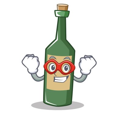 Süper kahraman şarap şişe karakter karikatür