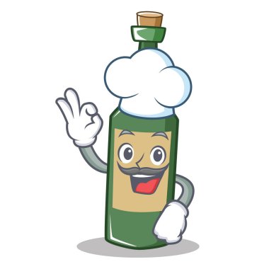 Şef şarap şişesi karakter karikatür