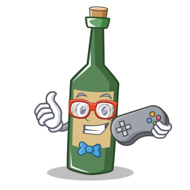Oyun şarap şişesi karakter karikatür