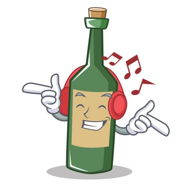 Dinleme müzik şarap şişesi karakter karikatür