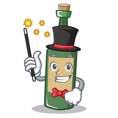 Sihirbaz şarap şişesi karakter karikatür