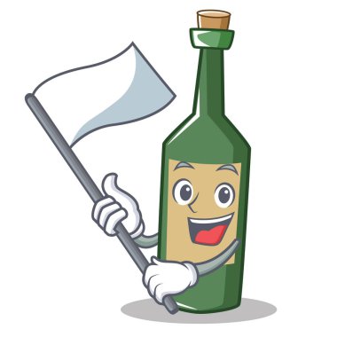 Bayrak şarap şişesi karakter karikatür ile