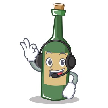 Kulaklık şarap şişesi karakter karikatür ile