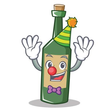 Palyaço şarap şişesi karakter karikatür