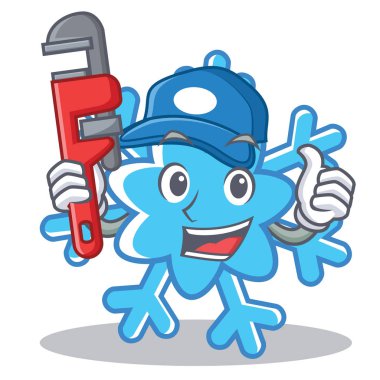 Tesisatçı kar tanesi karakter karikatür tarzı