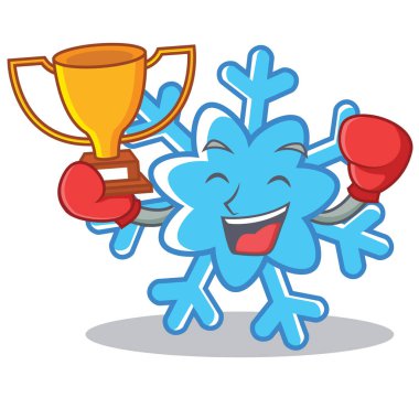 Boks şampiyonu kar tanesi karakter karikatür tarzı