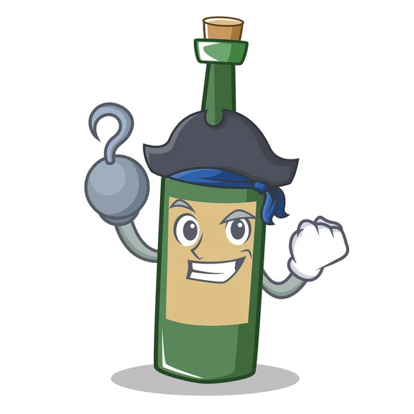 Pirata botella de vino personaje de dibujos animados — Vector de stock