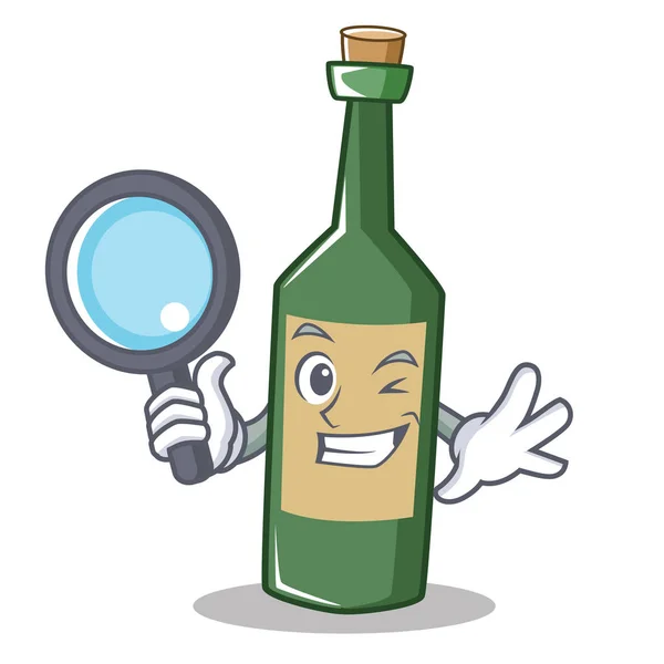 Detective garrafa de vinho personagem cartoon —  Vetores de Stock