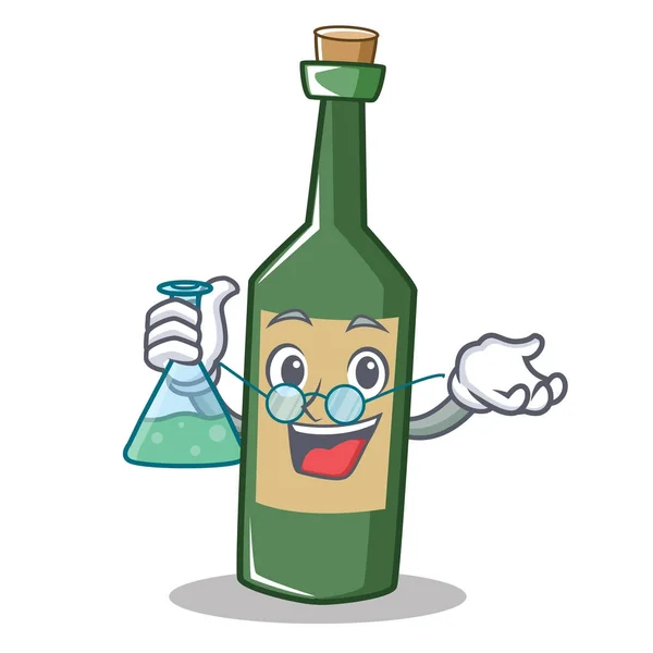 Professor garrafa de vinho personagem cartoon — Vetor de Stock