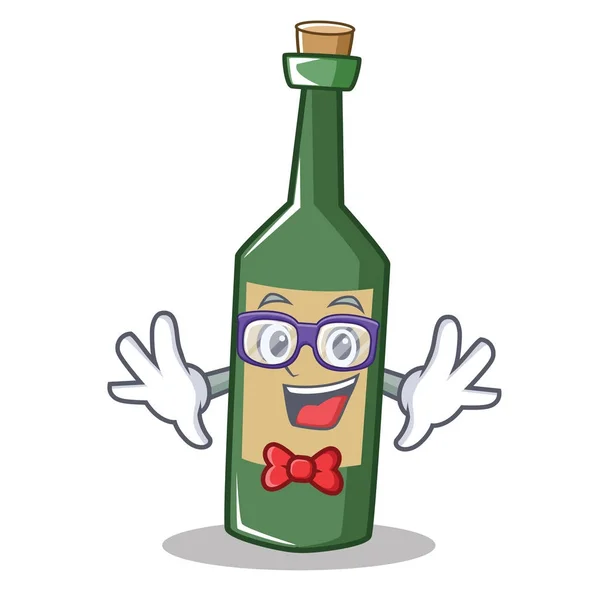 Garrafa de vinho Geek personagem cartoon —  Vetores de Stock