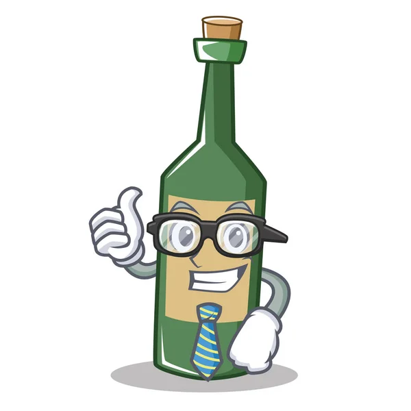Podnikatel láhev vína znakové karikatury — Stockový vektor