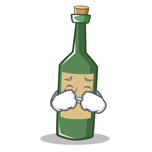 Crying wine bottle character cartoon — Stock Vector