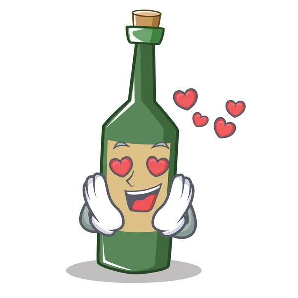Aşk Şarap şişe karakter karikatür — Stok Vektör