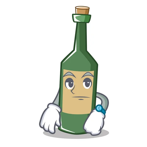 Warten Weinflasche Charakter Cartoon — Stockvektor