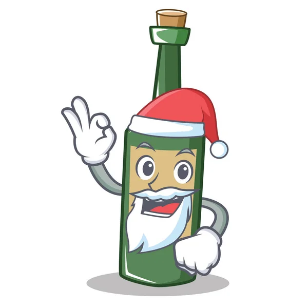 Santa-Wein-Flasche-Charakter-Cartoon — Stockvektor