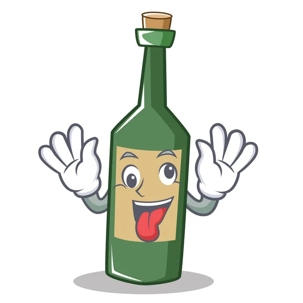 Crazy wine bottle character cartoon — Stock Vector