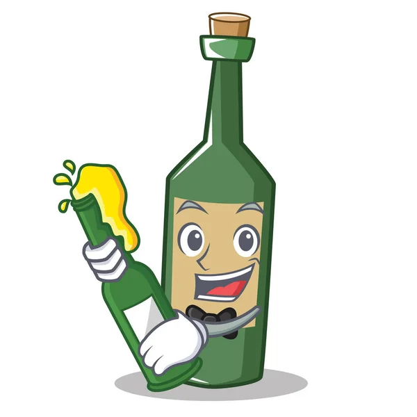 Com garrafa de vinho garrafa personagem desenhos animados —  Vetores de Stock