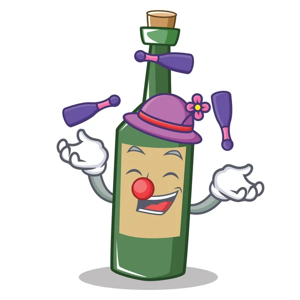 Juggling μπουκάλι κρασί χαρακτήρα κινουμένων σχεδίων — Διανυσματικό Αρχείο