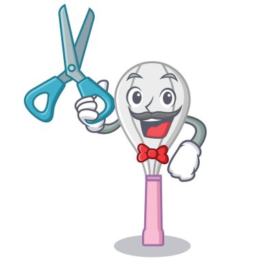 Kuaför çırpma teli karakter karikatür tarzı