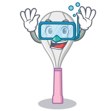 Dalış çırpma teli karakter karikatür tarzı