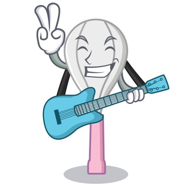 Gitar çırpma teli karakter karikatür tarzı ile