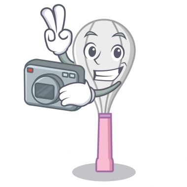 Fotoğrafçı çırpma teli karakter karikatür tarzı