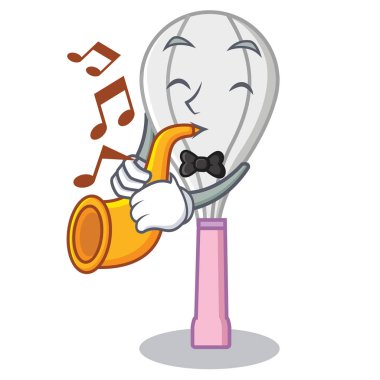 Trompet çırpma teli karakter karikatür tarzı ile