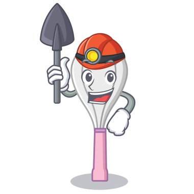 Madenci çırpma teli karakter karikatür tarzı