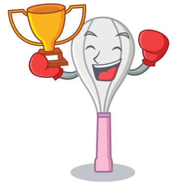 Kazanan çırpma teli karakter karikatür tarzı boks