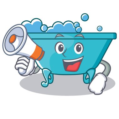 Megafon küvet karakter karikatür tarzı ile