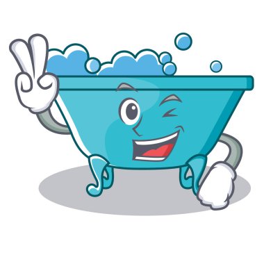 İki küvet karakter karikatür tarzı parmak