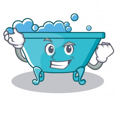 Başarılı küvet karakter karikatür tarzı