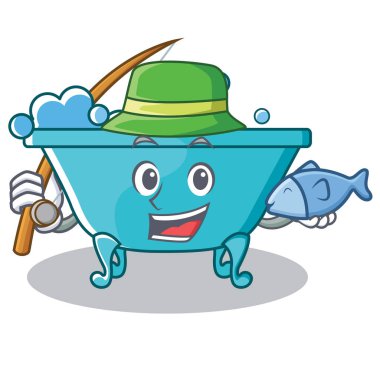 Küvet karakter karikatür tarzı Balık tutma