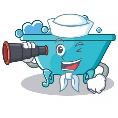 Denizci küvet karakter karikatür tarzı