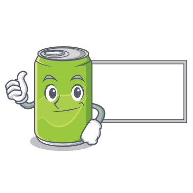 Başparmak yukarıya kurulu meşrubat karakter karikatür ile