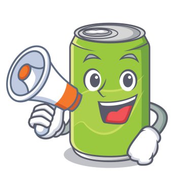 Megafon meşrubat karakter karikatür ile