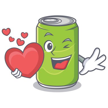 Kalp meşrubat karakter karikatür ile